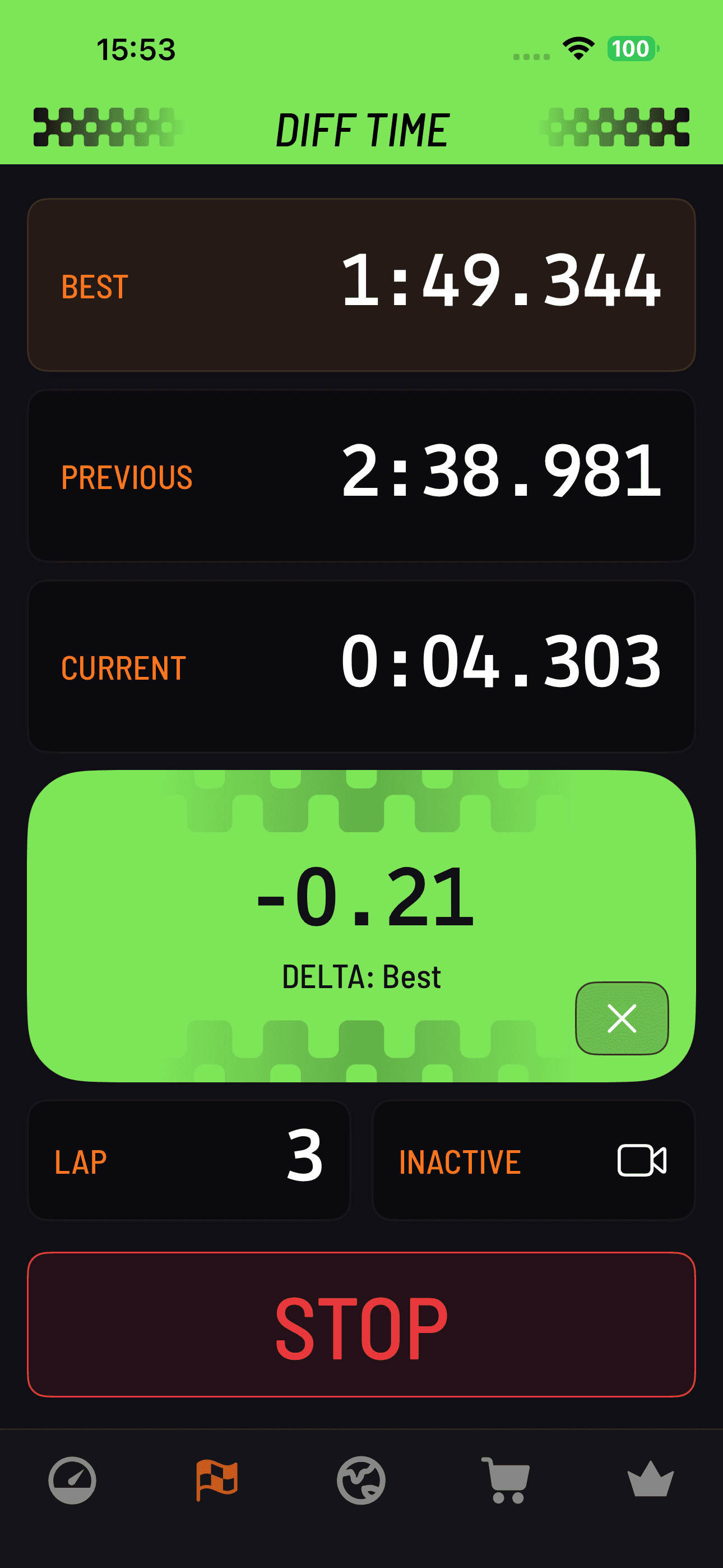 Live delta — faster than reference